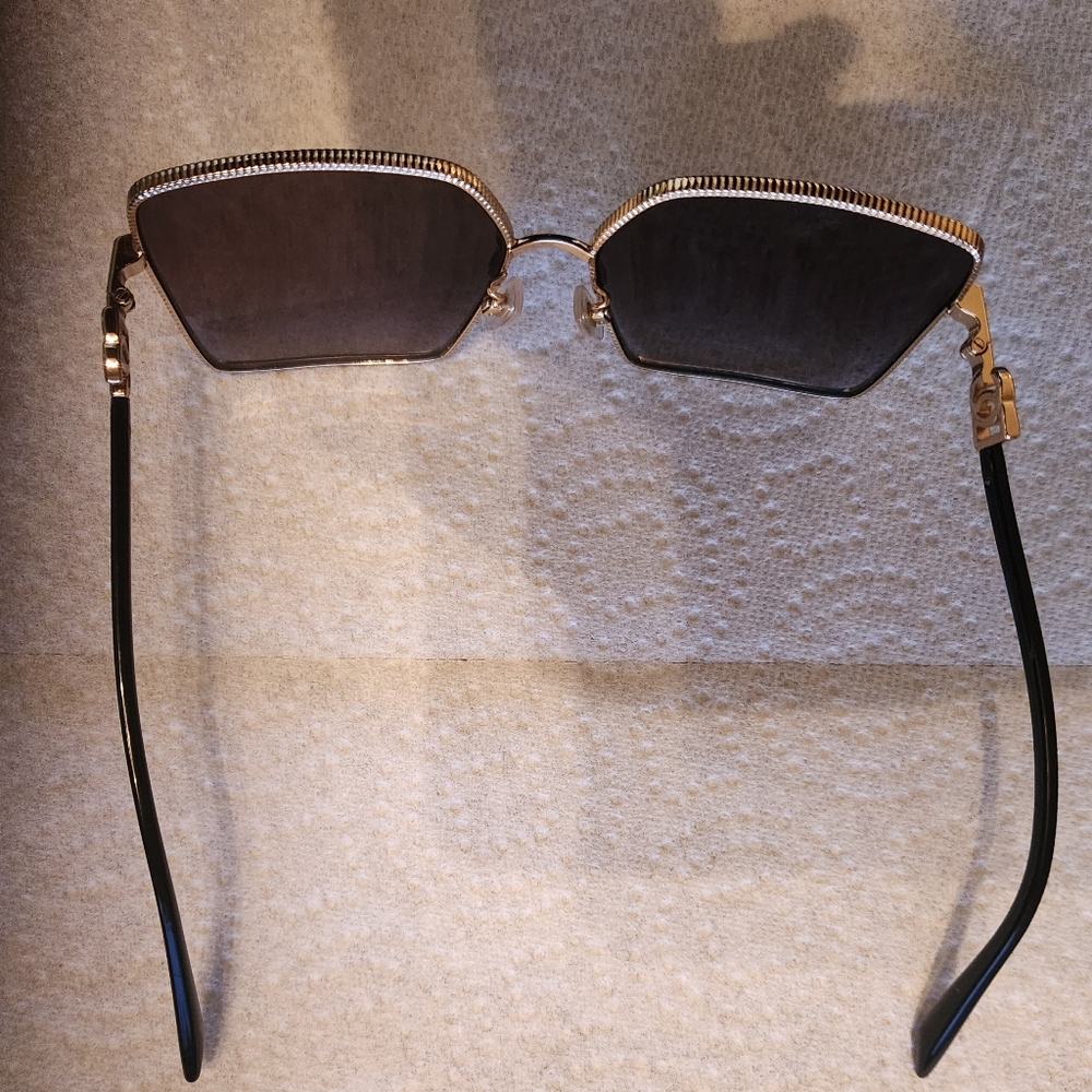 Women's Dolce & Gabbana Gold Frame Sunglasses with Black Lenses - Picture 5 of 8